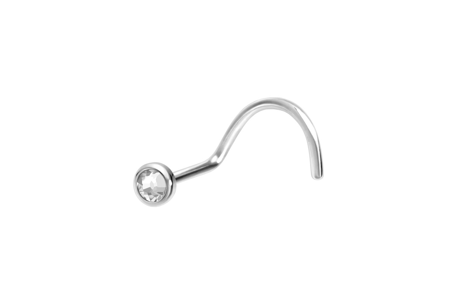 Titan Nasenstecker Nasenpiercing Spirale FLACHE KRISTALLDISC
